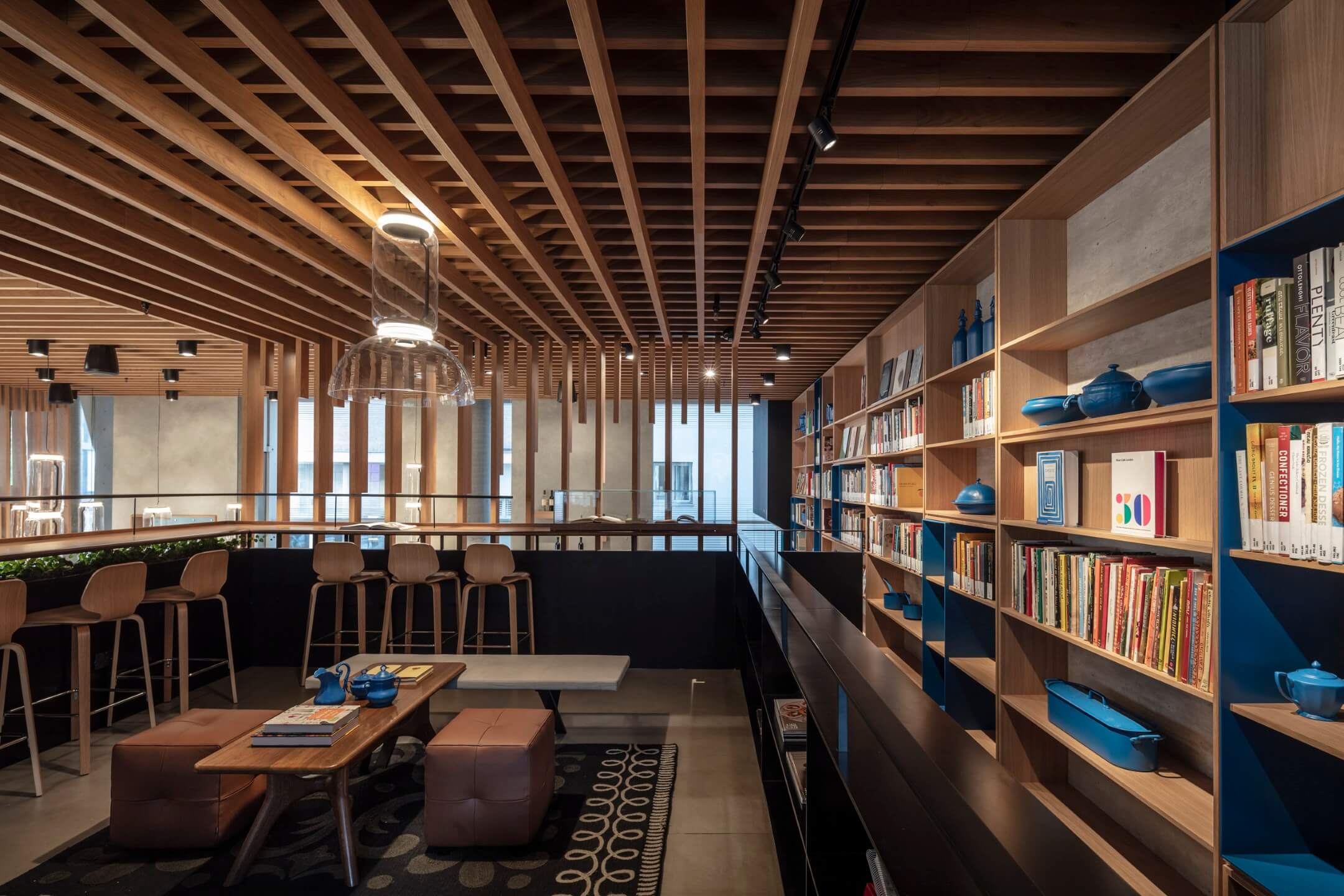 The Asif library with bookshelves and seating