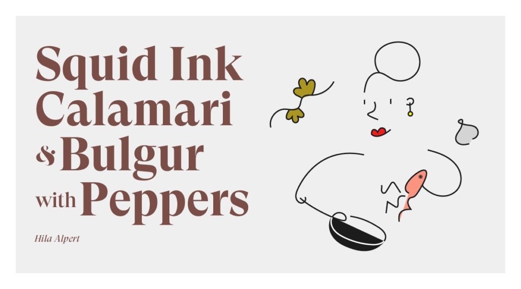 Squid ink calamari & bulgur stuffed peppers