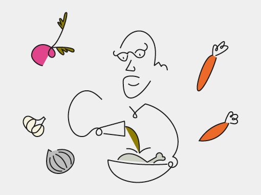 رسم يسرائيل اهاروني يطبخ يخنة الدجاج