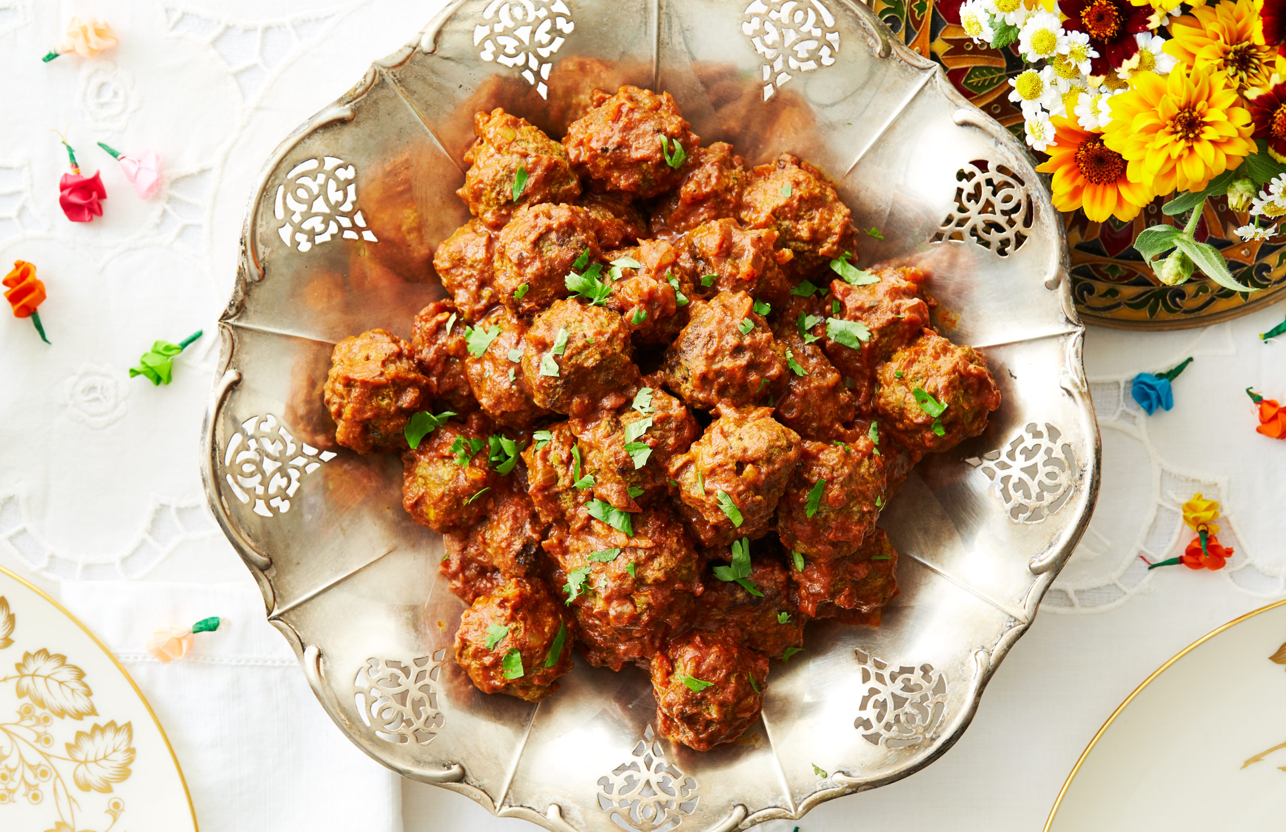Indian Bagdadi meatballs in a curry sauce