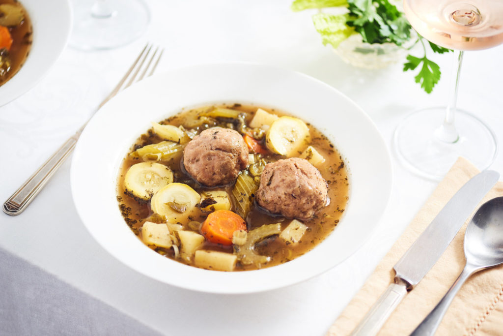 Passover Kibbeh Hamdah (Sour Meatball Soup)