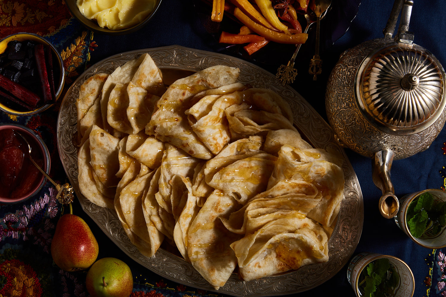 Moroccan crepes (mufleta) drizzled with honey