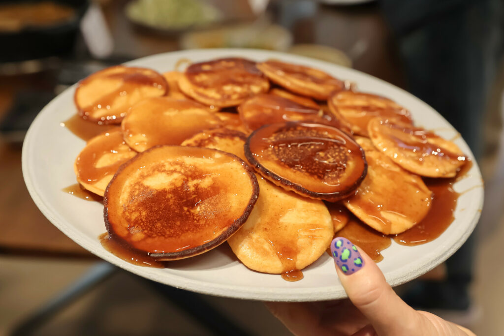 Plate of pancakes with syrup