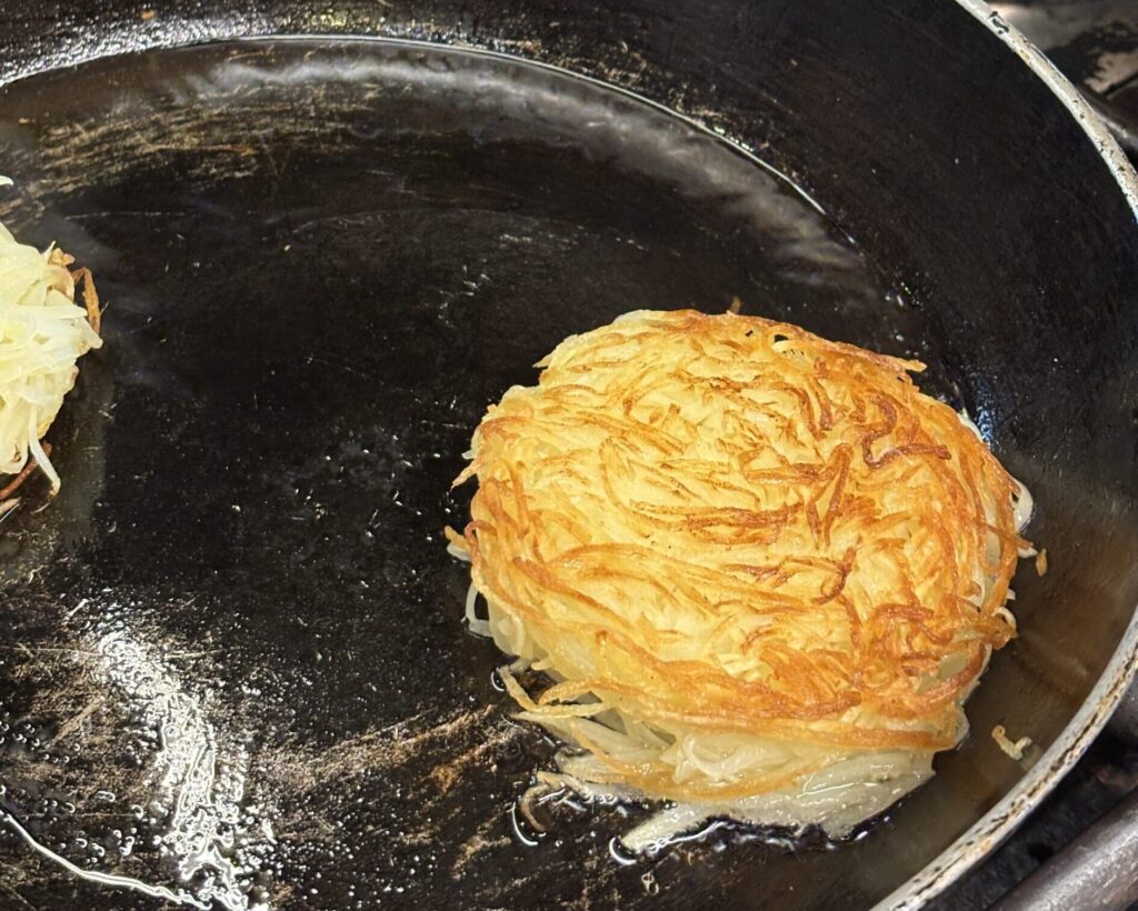 Golden Latkes in the making