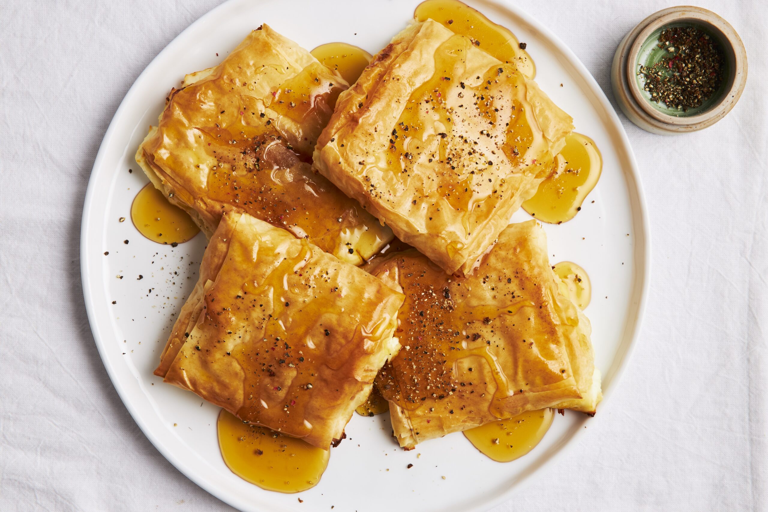 Phyllo Bundles With Feta, Honey, and Black Pepper